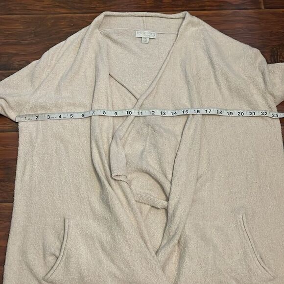 Barefoot Dreams CozyChic Lite Tan Open Style Cardigan Sweater Feminine Modern - Picture 5 of 9